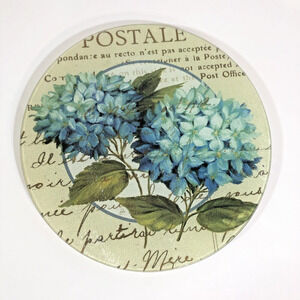 CounterArt Susan Lazy Susan Serving Plate, Blue Hydrangeas Glass Turntable